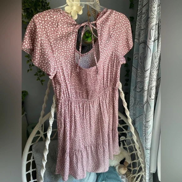 Pink Rose Dotted Midi Dress in Pink and White - Picture 3 of 4